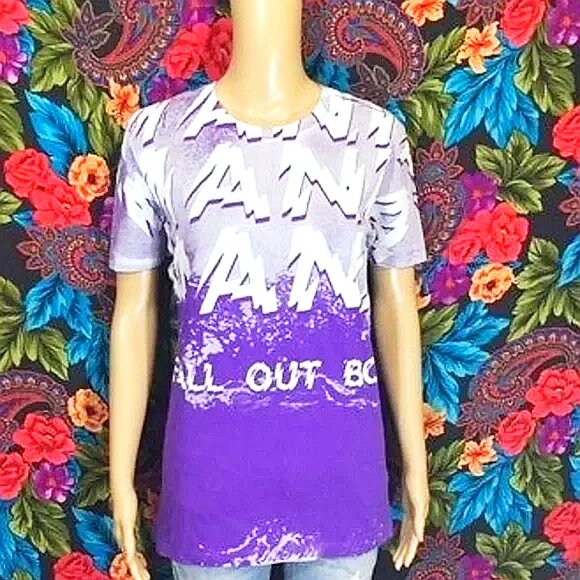 MEN'S FALLOUT BOY SHIRT BAND TOP MENS SIZE MEDIUM PURPLE T-SHIRT EMO ROCK POP - Picture 4 of 6